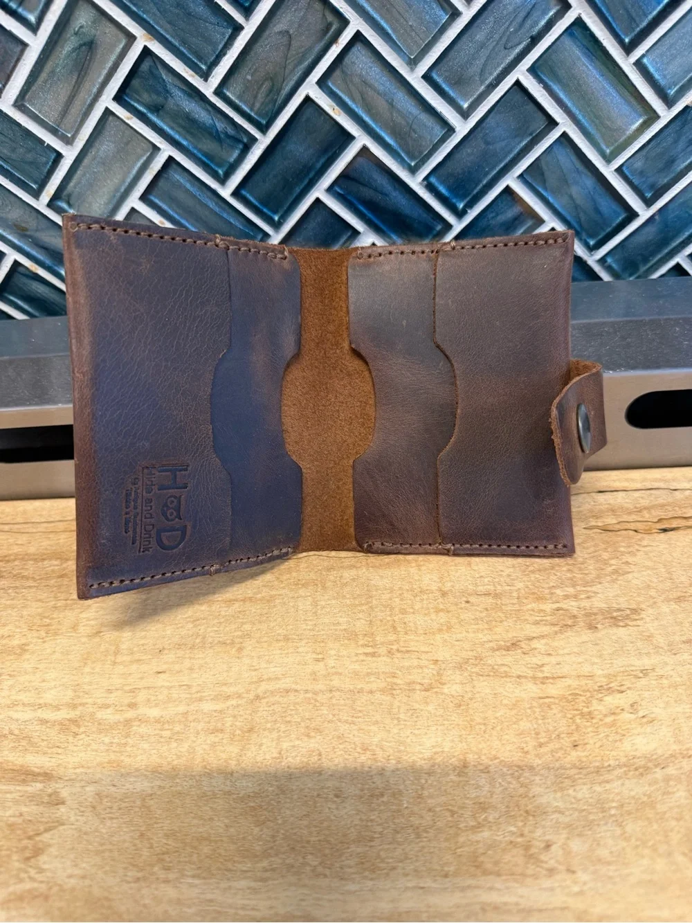 Classic Brown Leather Snap Card Wallet for Men